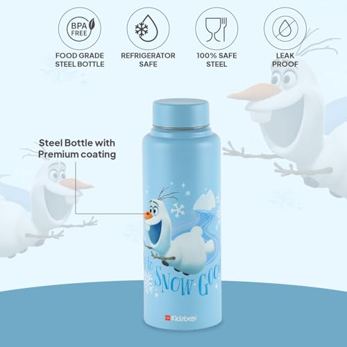 Image of CELLO Kidzbee Vortex Single Wall Steel Water Bottle For Kids 700 ml | 3D Touch & Feel Olaf Design Fridge Safe Spill Proof & Leak Proof Stainless Steel Water Bottle For School Kids, Travel & Picnic