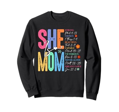 She Is Mom Christian Mother's Day Jesus Mama Religious Women Sweatshirt