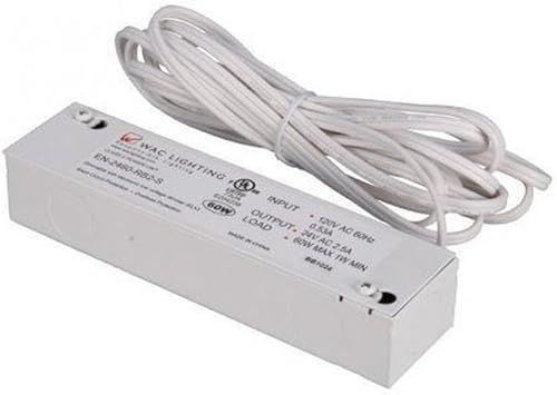 WAC Lighting EN-2460-RB2-S 120V Entrada 24V Salida 60W remoto cerrado transformador electrónico para línea y borde recto, negro
