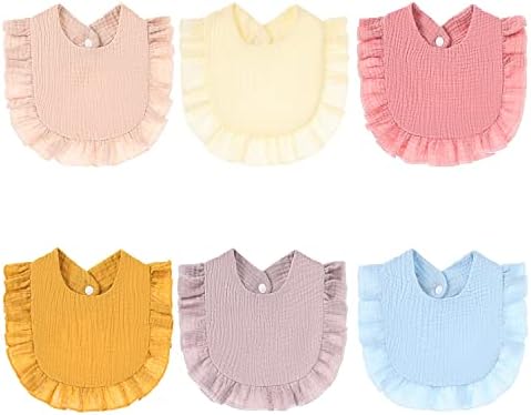 Baby Bibs Muslin Drool Bibs Teething Bibs Lap-shoulder Drool Cloths Bibs 100% Organic Cotton 4-Layer Absorbent& Soft& Breathable Muslin Baby Bibs for Girls Multi-Use Scarf Bibs