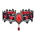 Produktbild TIREOW Damen Maedchen Gothic Halsband mit Anhänger Lolita Spitzen Pinzessin schmuck Collier aus für Party, Veranstaltung, Halloween-Kostüm Halskette + Armband (Halskette Rot)