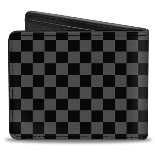 Buckle-Down Men's Standard PU Bifold Wallet-Checker Black/Gray, Multicolor, 4.0" x 3.5"2