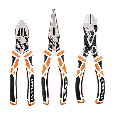 Vanquish 3-Piece Heavy Duty Pliers Set Wire Cutter Set Lineman/Diagonal/Needle Nose Pliers Cover