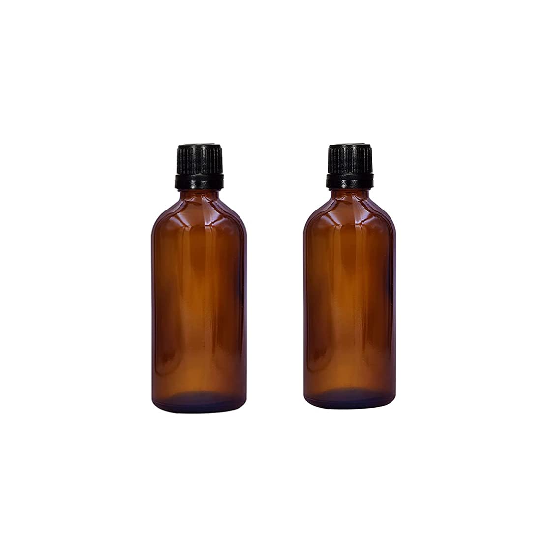 PHARCOS 100Ml Amber Glass Bottle Black Cap And Dropper Plug For Essential Oil | Diy | Perfume | Aromatherapy - Easy To Fill And Reuse - Protective And Durable (Leak Proof) 2-Piece