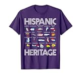 Hispanic Heritage Month Latino Countries Names Maps Vintage T-Shirt