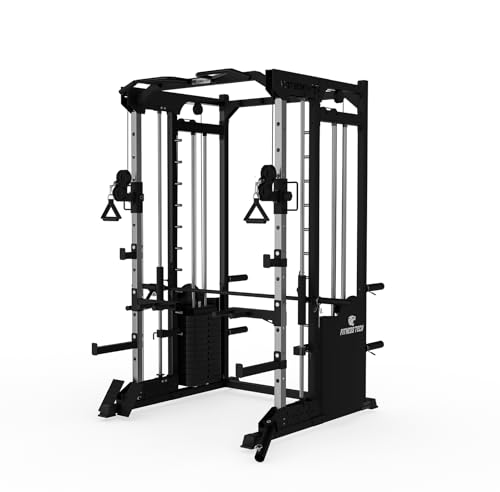 Fitness Tech, Smith Machine S8000, Máquina de musculación multifunción para Gimnasio en casa, Estación de Entrenamiento Completa con poleas y Pesas, 135 x 147 x 217 cm Fitness Tech, Smith Machine S8000, Máquina de musculación multifunción para Gimnasio en casa, Estación de Entrenamiento Completa con poleas y Pesas, 135 x 147 x 217 cm