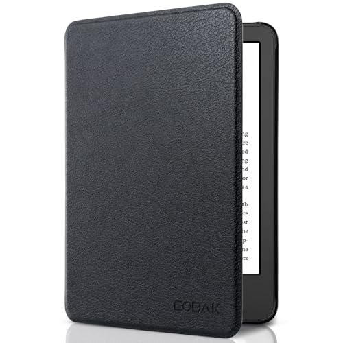 Image of CoBak Case for All New 6 Inch E-Reader 2024 and 2022 (11 Generation) - PU Leather Smart Cover, Auto Sleep and Wake, not Compatible with Kobo Clara,Black Pebbled