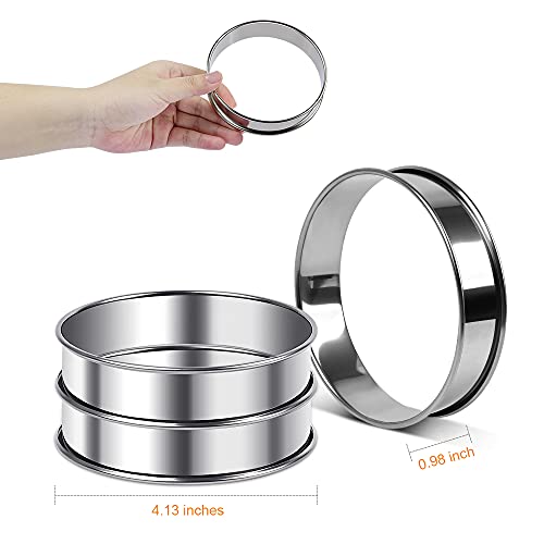 English Muffin Rings 4Inch, Arritz 6Pcs Double Rolled Stainless Steel Crumpet Tart Rings For Baking, Round For Large Size English Muffin #TOP1