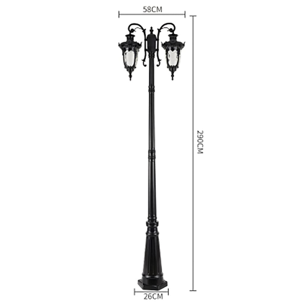 Lampa uliczna Latarnie zewnętrzne, 230 cm Zewnętrzna latarnia ogrodowa na dziedzińcu, Podwójna aluminiowa latarnia uliczna, Wodoodporna, Odporna na warunki atmosferyczne, Gniazdo lampy E27, Dekor