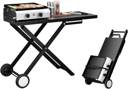 Outopee 2-Burner Foldable Propane Gas Barbecue Grill with Side Table