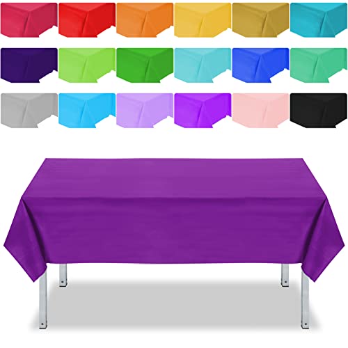 18 Pcs Disposable Plastic Tablecloths Rectangle Tablecloth 54 X 108 Inch Assorted Colors Decorative Plastic Table Cloth For Rectangle Table Indoor Outdoor Wedding Party Birthday #TOP22