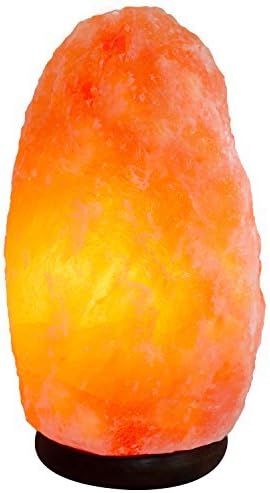 7 to 8 Inch Himalayan Salt Lamp Hand Carved, Natural Wood Base with Dimmer Control, 4-6 lbs, Mined from Himalayan Mountain Range, Beautiful Amber Color, 100% Authentic Himalayan Salt Lamp