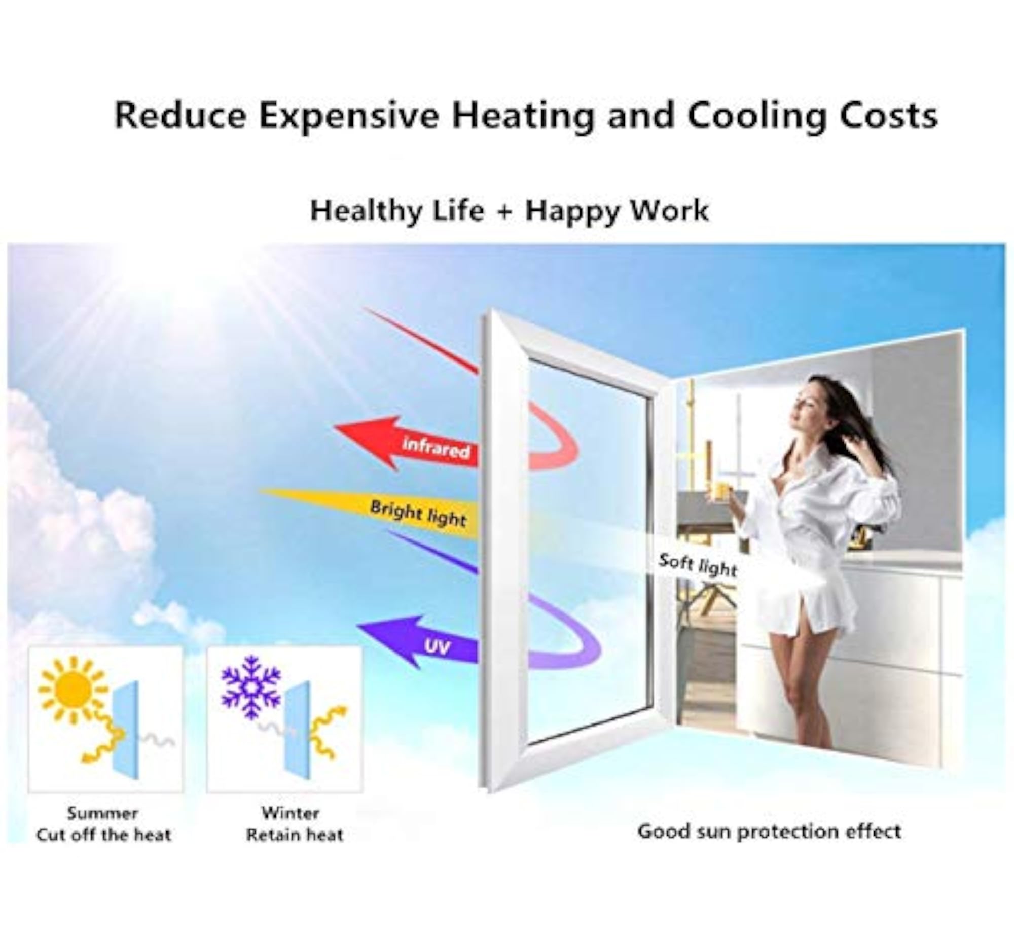 Reflective Window Film Cling Mirror Privacy Tint