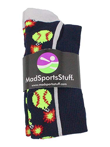 Madsportsstuff Softball Bomber Over The Calf Socks (Navy/White, Medium) #TOP1
