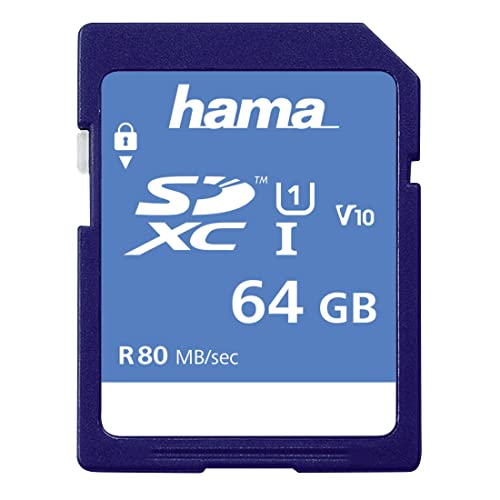 Hama Speicherkarte SDHC 64GB (SD-3.01-Standard, 90 MB/s, Class 10, Datensicherheit Dank mechanischem Schreibschutz, Beschriftungsfeld)