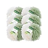 EcoTools Green 2-in-1 EcoPouf, Dual-Sided Shower Loofah Exfoliates & Cleanses Skin, Made of Recycled Netting, Removes Dead Skin, Eco-Friendly Bath Accessory, Cruelty-Free, 6 Count (60g)