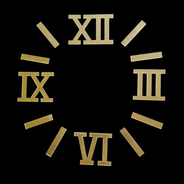 BanteyBanatey® Golden Acrylic Roman Numbers | Numerals, Digits for Clock Making in Resin Art, MDF, Decoupage, DIY Craft As a Clock Accessory 3, 6, 9, 12 Numbers with Dash Size-1.5 Inch-image-35