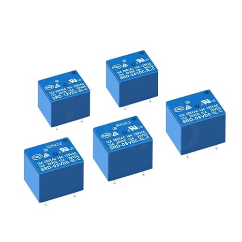 Relé SRD-03VDC-SL-C de 5 pines y 3V CC mini relés electromagnéticos en pack de 5 unidades