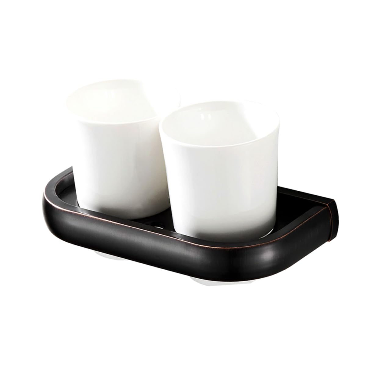IMIKEYA Porta Spazzolini da Denti Doppio in Rame Nero da Parete, Facile da Installare, Adatto per Bagno e Spa, Supporto Robusto per Bicchieri e Organizer da Muro
