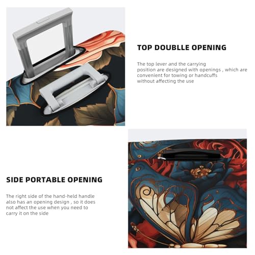 Travel Luggage Cover Butterflies and roses Suitcase Protector Elastic Washable Stretch Suitcase Protector Anti-Scratch Travel Suitcase Cover Fit 18-32 Inch Luggage4