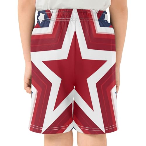 DOMIKING Flag Star Red Kids Shorts Pull-on Boys Shorts with Elastic Waist Casual Athletic Pants for Summer Playwear3