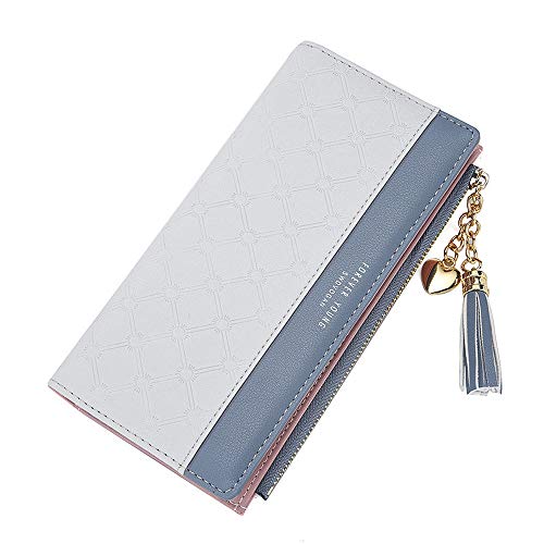 BestoU - Cartera de Piel para Mujer con Tarjetero, Bolsillo para teléfono y Monedero Gris Gray Love Large