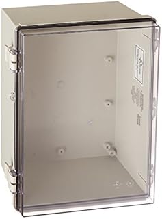 BUD Industries NBF-32226 Plastic Indoor NEMA Economy Box with Clear Door, 15-47/64 Length x 11-51/64 Width x 6-9/32 Height, Light Gray Finish by BUD Industries