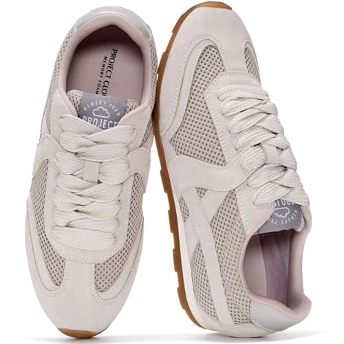 Project Cloud Leather Barefoot Shoes Women  Memory Foam Lace-Up Womens Sneakers  Lightweight & Non Slip Womens Shoes Casual  All-Day Women's Fashion Sneakers for 2025