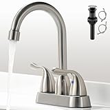 FROPO 2 Handle Brushed Nickel Bathroom Sink Faucet - 4 Inch Centerset Faucet Bathroom 2 or 3 Hole Lavatory Faucet Bathroom Vanity Sink Faucets with Pop-up Drain and Supply Lines