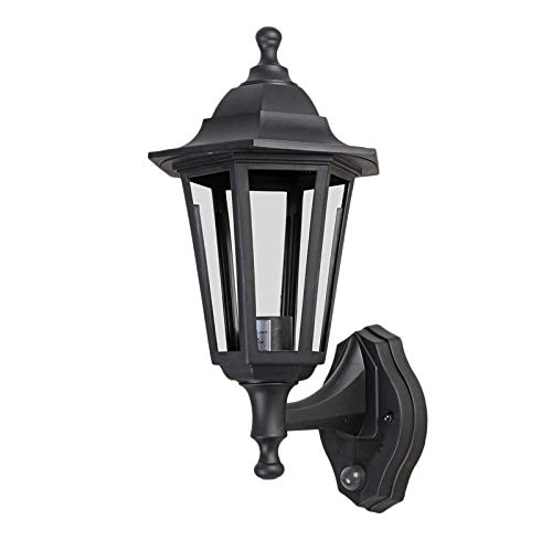 Ex-Pro Applique murale de style traditionnel IP44 avec détecteur de mouvement PIR - Culot E27 LED GLS - Noir Cover