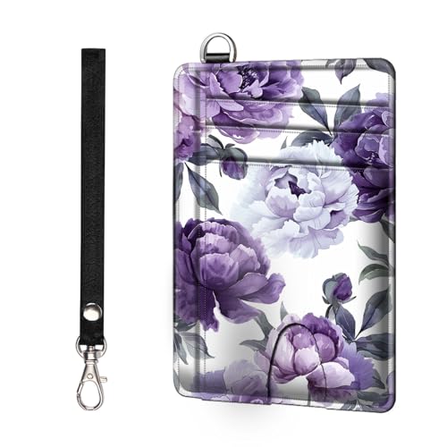 ETLKJVBL Slim Minimalist Front Pocket RFID Blocking Wallet for Men&Womem, Keep Your Credit Cards and Personal Information Safe, Security Pockets for Business Card Holde, Purple Flowers