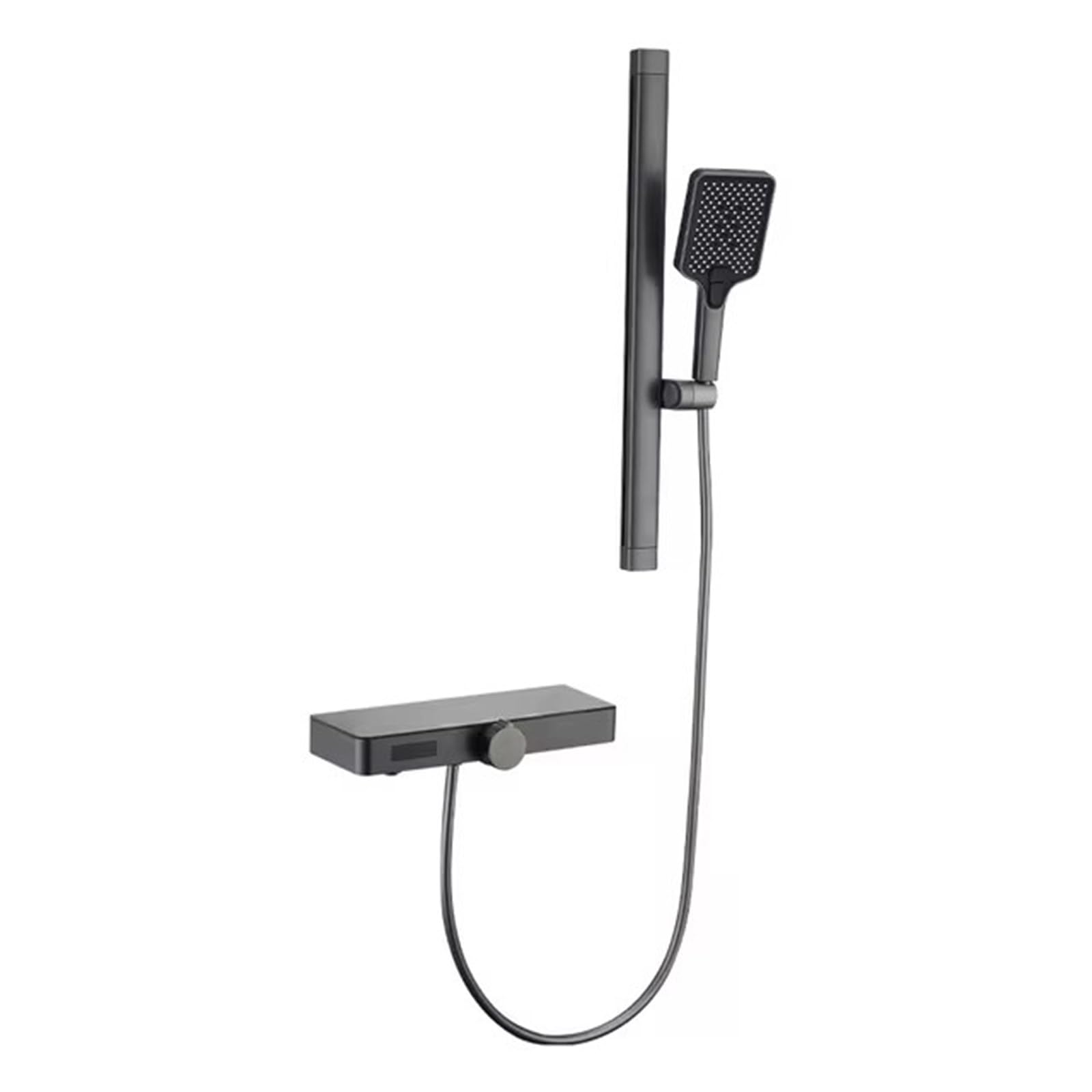 SWENEEN Led Digital Display Shower System With Wall Mounted Bathtub Faucet Tub Spout 4 Functions Handheld Spray Hot & Cold Mixer Faucet Gun Grey,