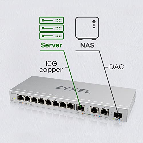 Image of Zyxel 12 Port Network Switch | 10Gb Multi Gigabit Switch | Web Managed | 8X 1G, 3X 10G, 1x 10G Fiber SFP+ Ports | Silent Smart Fan | QoS, VLAN | Ethernet Splitter | TAA Compliant | XGS1250-12