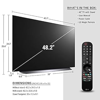 LG OLED C1 Series 48” Alexa Built-in 4k Smart TV (3840 x 2160), 120Hz Refresh Rate, AI-Powered 4K, Dolby Cinema, WiSA Ready, Gaming Mode (OLED48C1PUB, 2021)