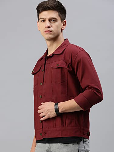 VOXATI Men's Denim Jacket kjt206xy-s Maroon S - Image 5