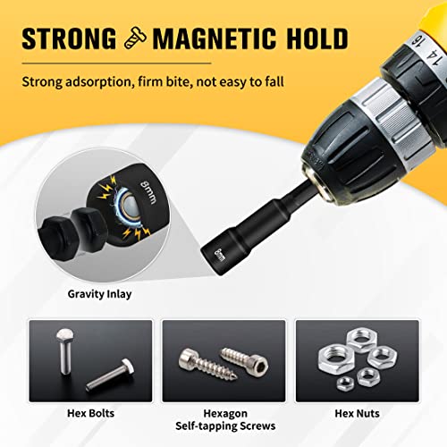 Boen 6 Piece Set, Sae 1/4" Drive Impact Grade Socket Adapter Set With Bit Holder, Metric Magnetic Nut Driver Set, Cr-V Steel #TOP5