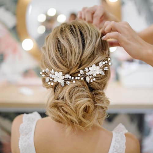 2 Piezas Pinzas para Cabello con Perlas y Flores miniatura 2