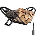 Lilybud--lily Firewood Rack Indoor Outdoor, Foldable Wood Rack Metal Firewood Holder Small Log Rack Portable Wood Storage Racks Indoor Wood Rack for Firewood Fireplace Log Holder for Firepit Stoves