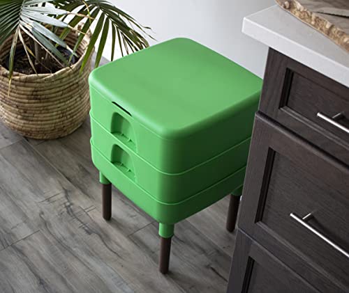 Image of FCMP Outdoor - The Essential Living Composter, 2-Tray Worm Vermicomposter Bin (HF-LC4000v2-GRN) Green