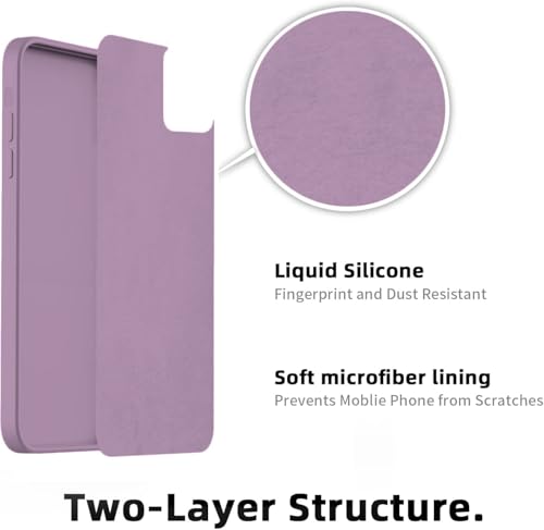 Image of DIZORO Microfiber Square Candy Case Compatible for iPhone 14 PRO, Shockproof Slim Back Cover Liquid Silicone Case (Lilac)