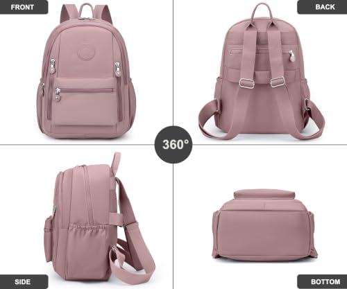 Small Backpack Purse for Women ,Mini Nylon Daypack Travel Bag (Pink)