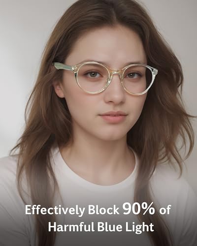 Image of ANRRI Retro Round Blue Light Blocking Glasses Women Men Computer Eyeglasses Anti Blue Light Glasses Anti Eyestrain for Gaming