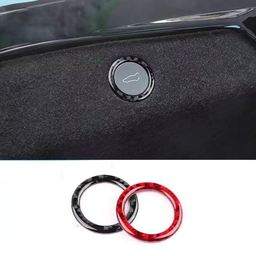 BPQYSBLD Autocollant en Fibre de Carbone Souple pour Tesla Model Y Juniper 2025 2026 Bouton de Coffre de Voiture Accessoires D'intérieur,BlackCarbon