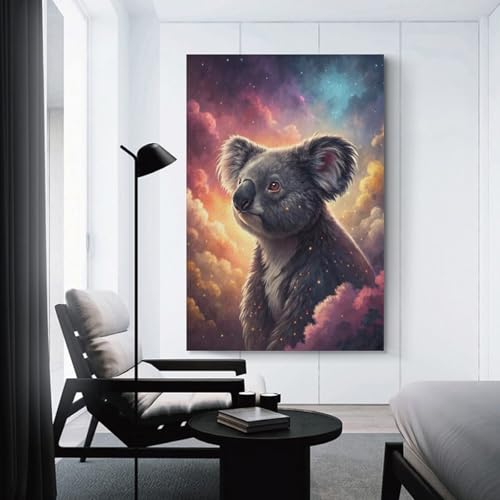 Décoration murale sur toile pour salon et escalier ambiance nature rose