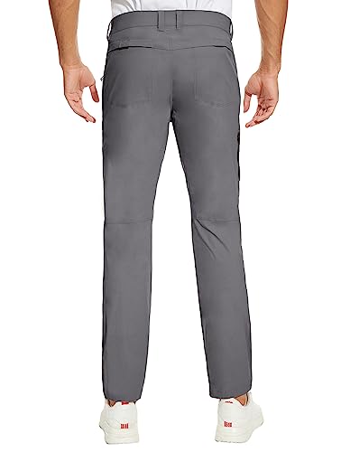 Puli Lightweight Travel Pants Men Golf Hiking Track Summer Pants For Men Slim Fit With Zipper Pockets Waterproof Grey 32 #TOP3