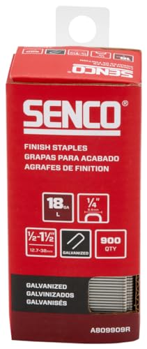 Image of SENCO A809909R 18 Gauge, 1 /4 inch Crown Finish Staples, 1 /2 inch - 1 1 /2 inch Length Galvanized, 1,000 Count Pack