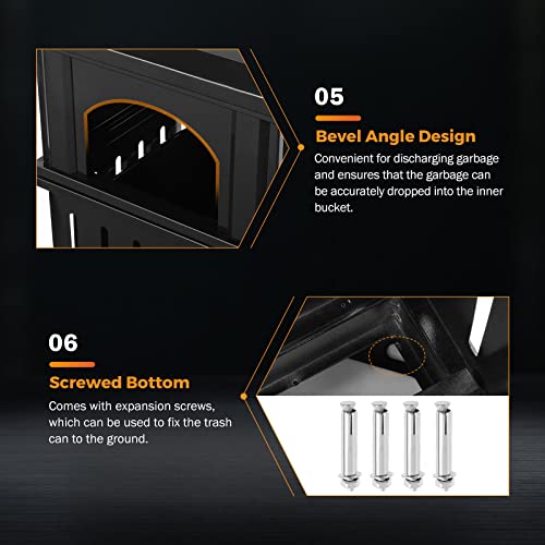 Beamnova Trash Can Outdoor Top Tray Black Stainless Steel Commercial Garbage Enclosure With Locking Lid Heavy Duty Industrial Yard Garage Waste Container, 35.5 * 15.8 * 15.8 In #TOP5