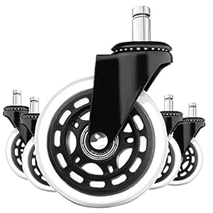 Yemi Bureaustoelwieltjes met harde vloeren, zeer stil, draaibare wielen voor bureaustoel, bureaustoel … 75MM,10x22MM