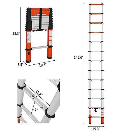 Luisladders Oshion Aluminum Telescoping Telescopic Extension Ladder 330 Pound Capacity