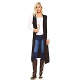 Isaac Liev Women's Sleeveless Cardigan – Casual Long Maxi Open Front Flowy Drape Lightweight Duster Vest Made in USA (2X-Large, Black)